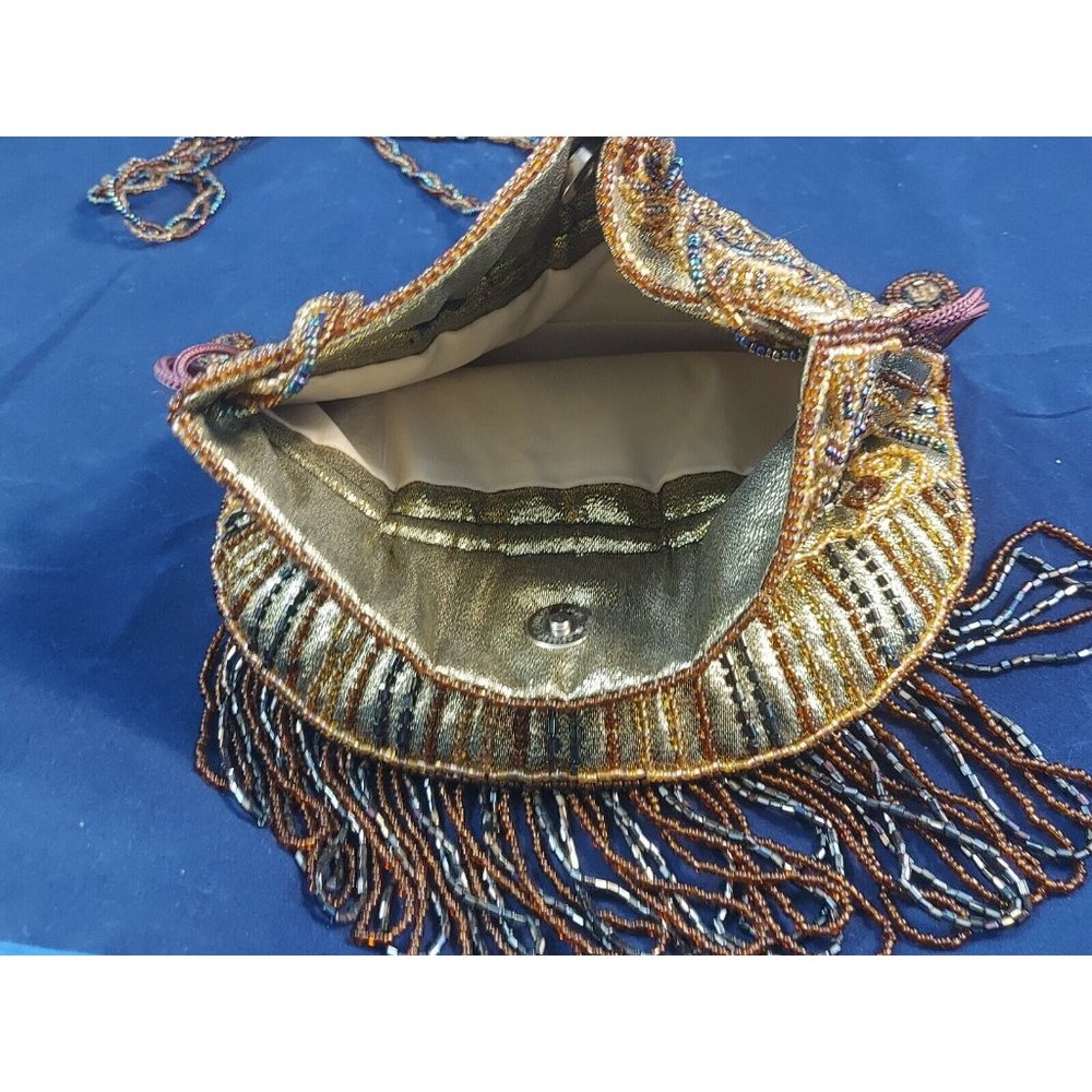 Vintage Beaded Fringe Mini Bag ~ Crossbody Colorful Small Purse with Strap - Picture 7 of 7